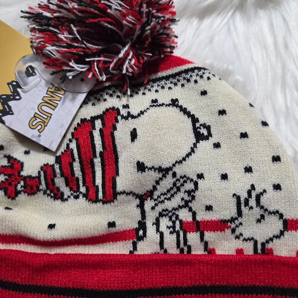 Peanuts Snoopy & Woodstock PomPom Beanie Winter Hat